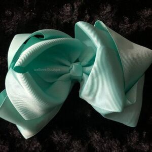 Mint 8" Double Ribbon Boutique Bows  (2)  5B1994  Handmade NWT Boutique